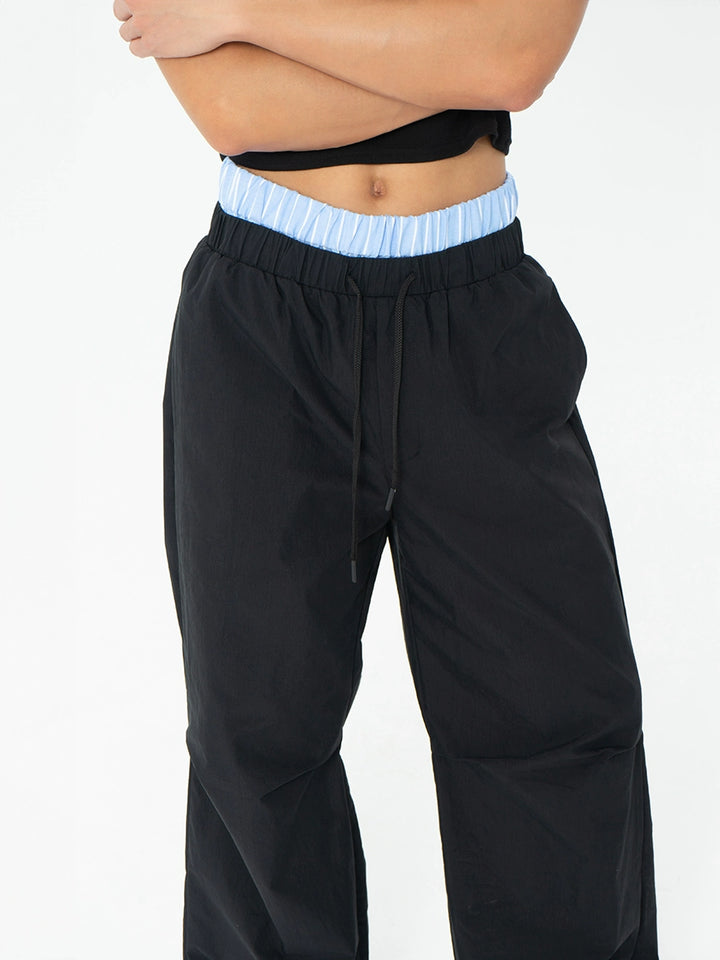 Double Waist Wide Leg Drawstring Pants