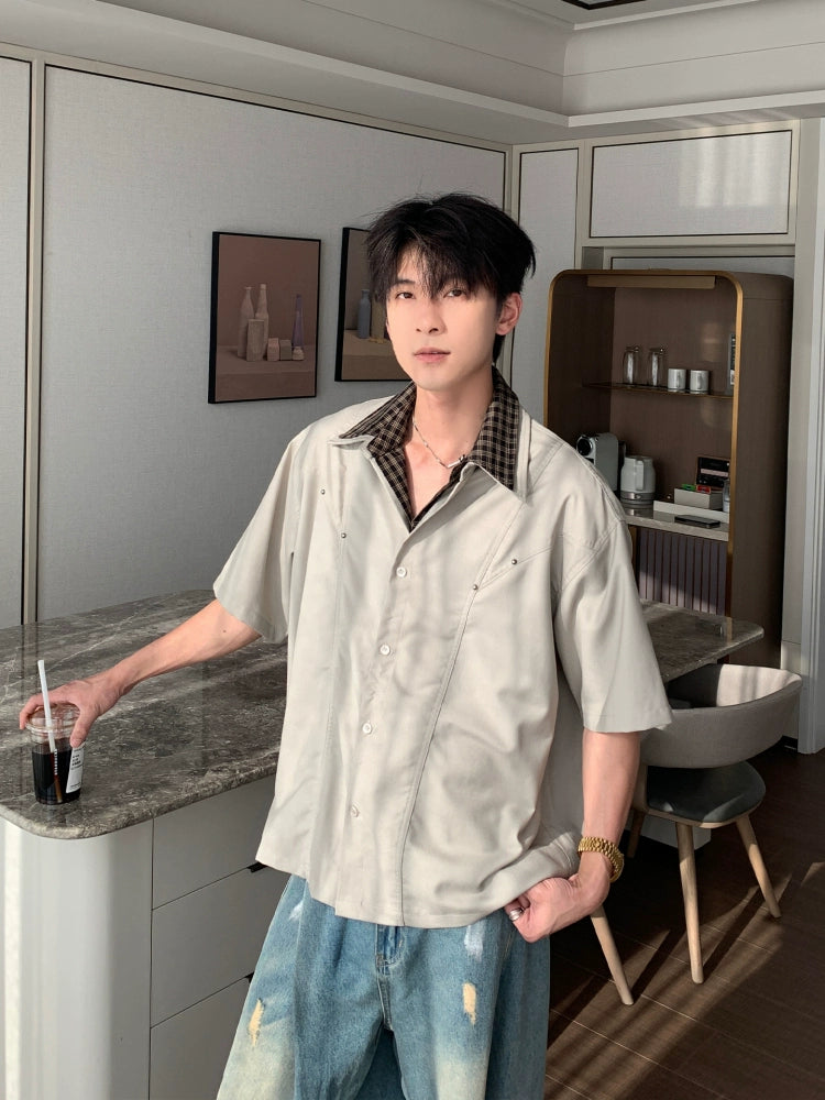 ショートスリーブカジュアルツーピースシャツセット 