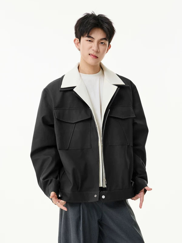 جاكيت لابيل بتصميم رقع من قطعتين مزيفتين 