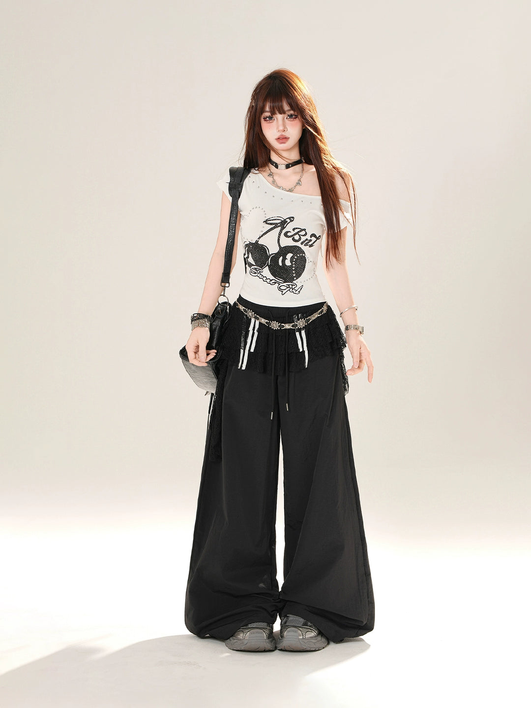 Lace Wide-Leg High Street Pants