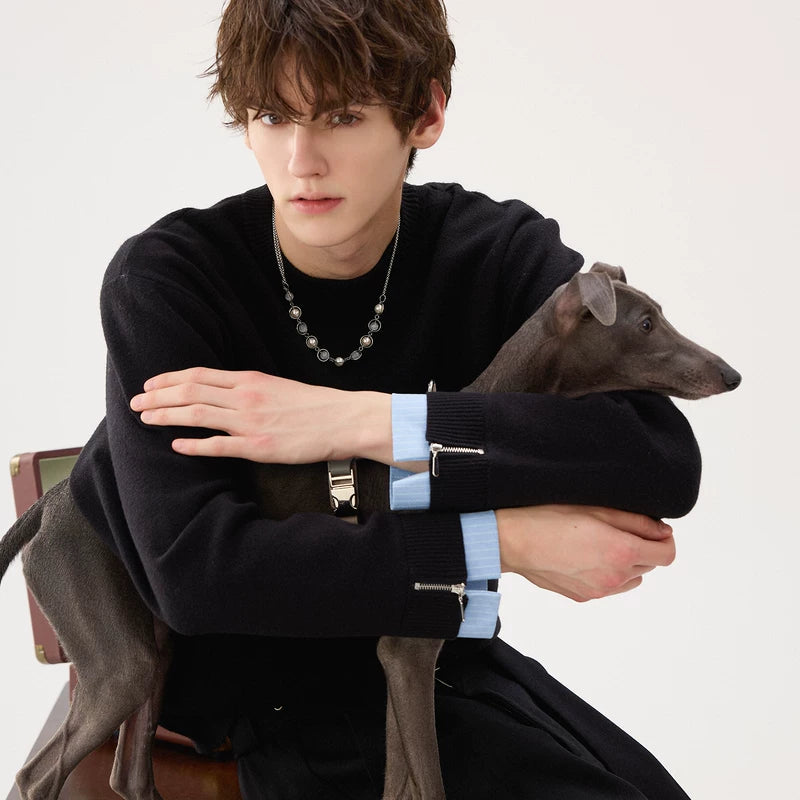 Fleece Crew Neck Knit Sweater