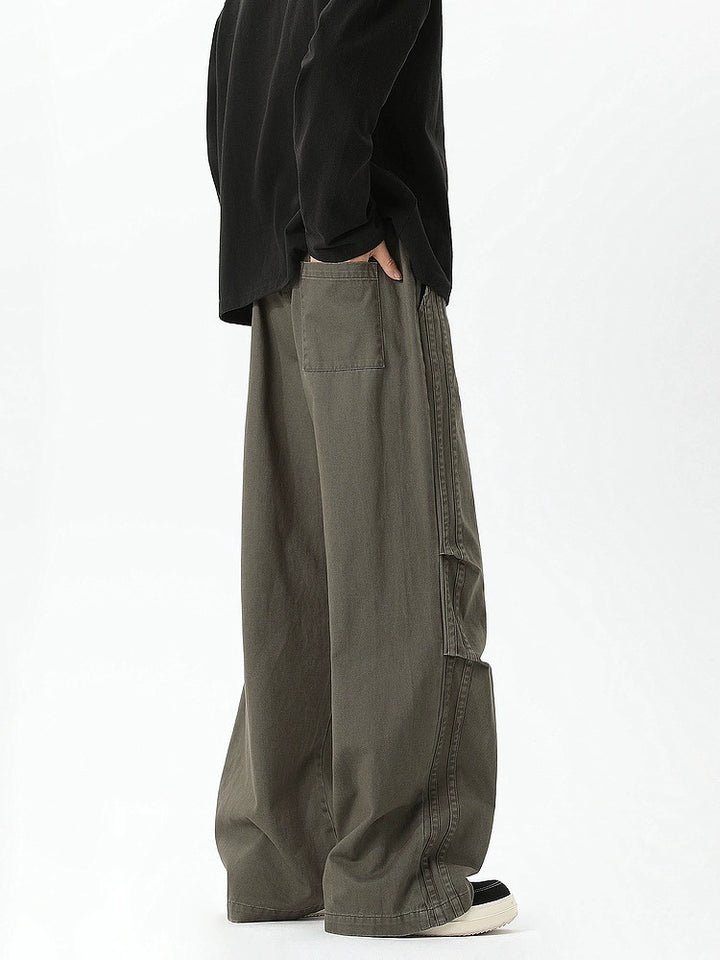 Pleated Washed Wide-Leg Casual Pants