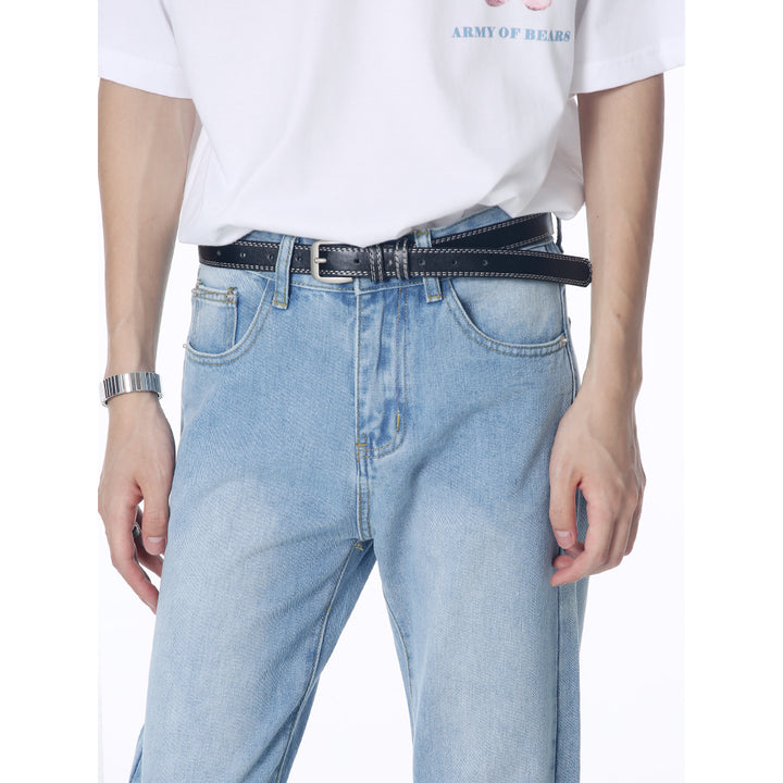 Jean droit taille mi-haute avec ourlet fendu 