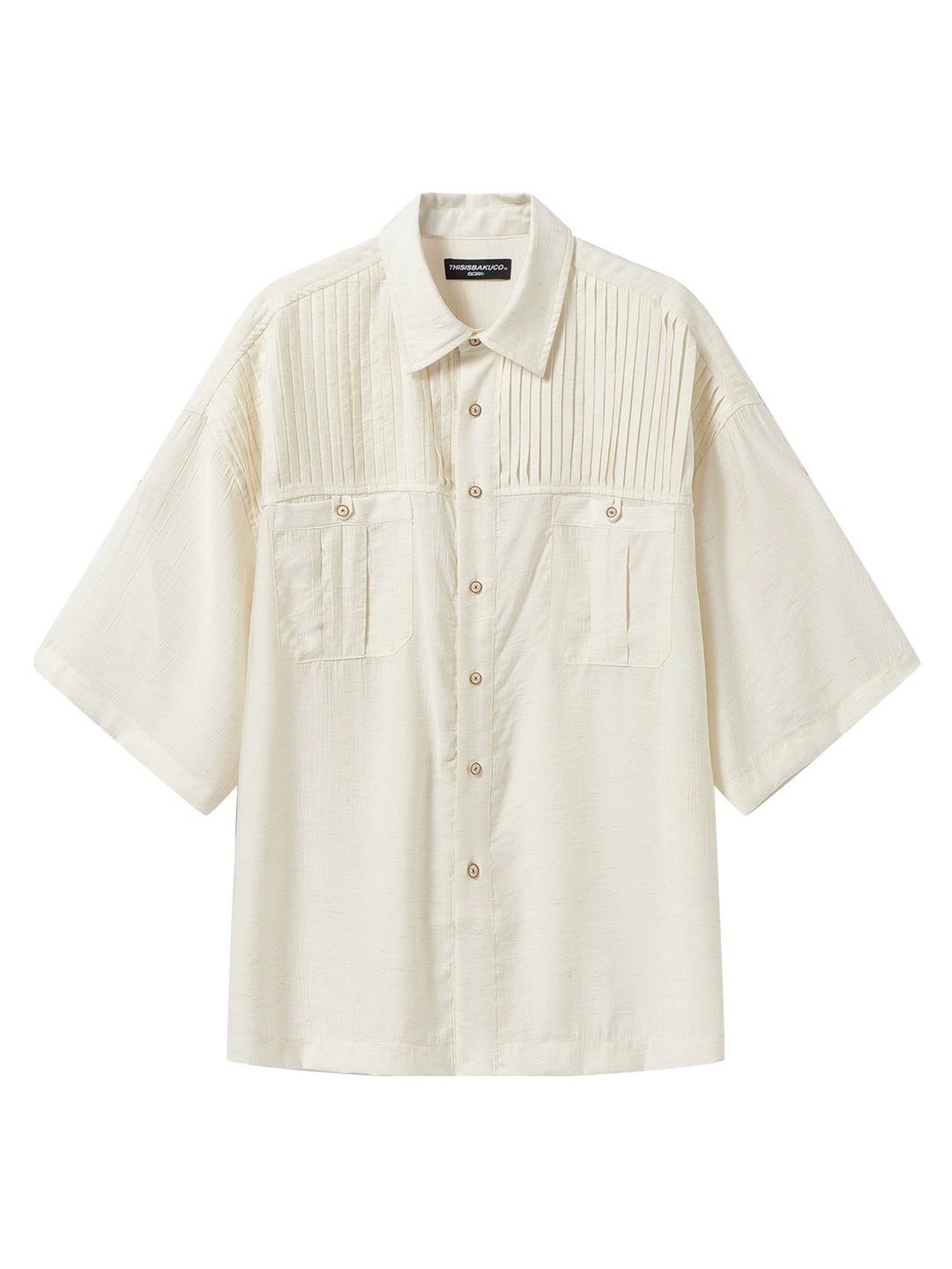Chemise à col cubain en coton de chanvre avec double poche 