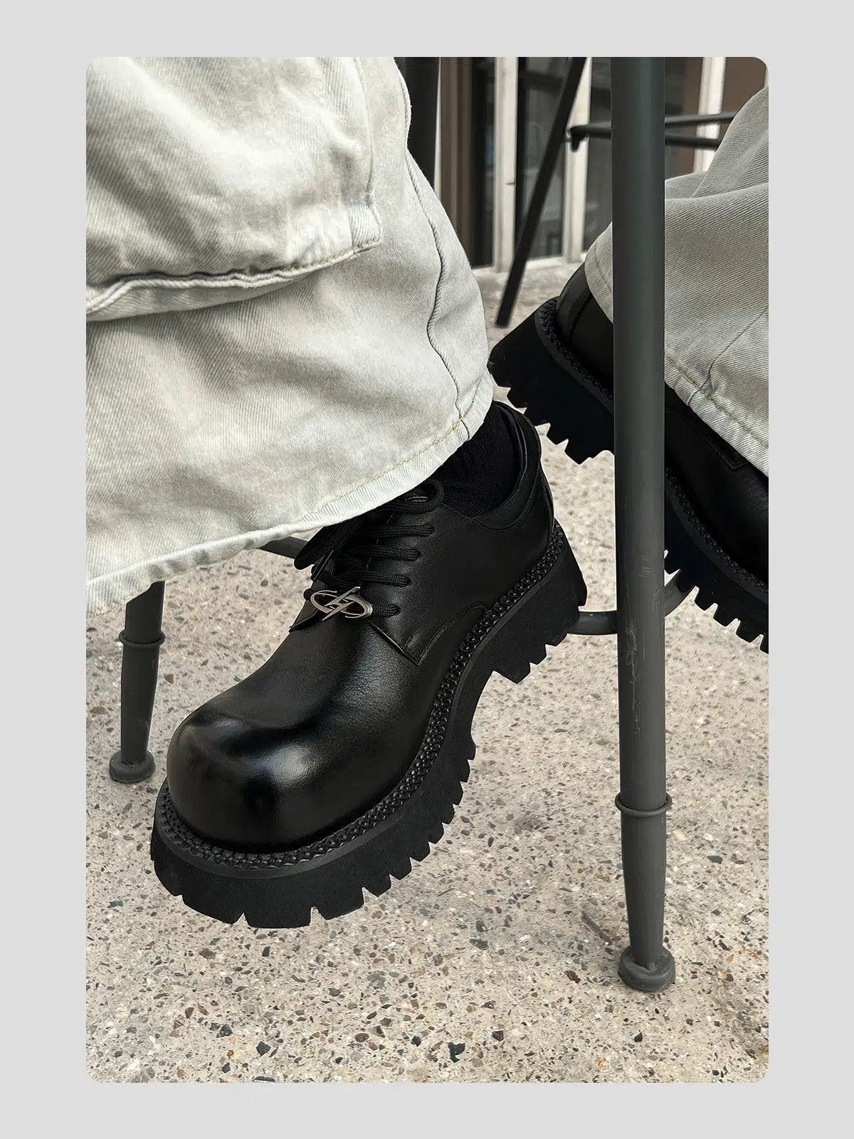 Leather Thick-Sole Derby Casual Shoes