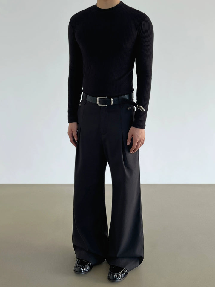 Pantalons évasés plissés en lin géométrique 