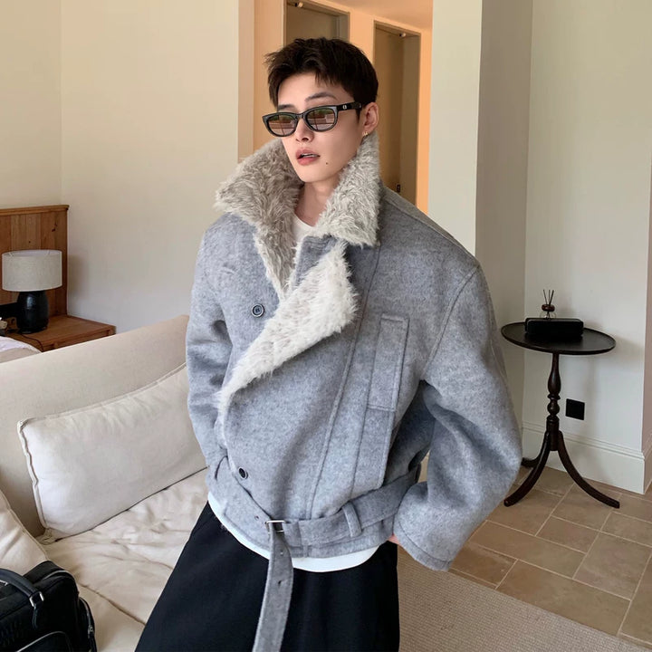 Dubbelzijdige wollen korte geïsoleerde jas 