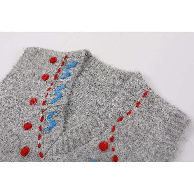 Hand-geweven V-hals gebreide vest 