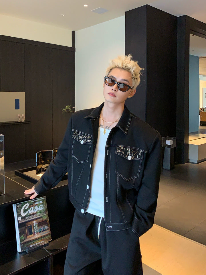 Denim Stitching Jacket and Pants