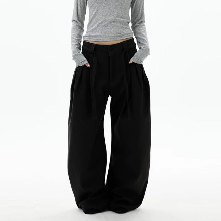 Brede Retro Casual Broek met Ceintuur 