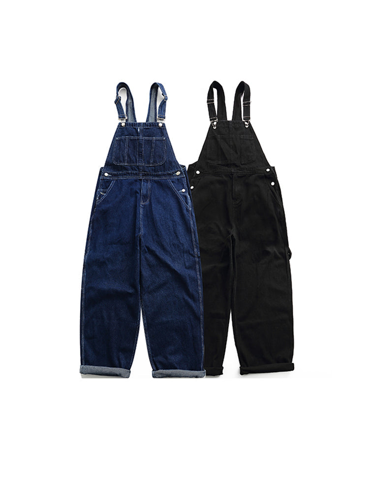 Pantalones de tirantes sueltos de mezclilla retro 