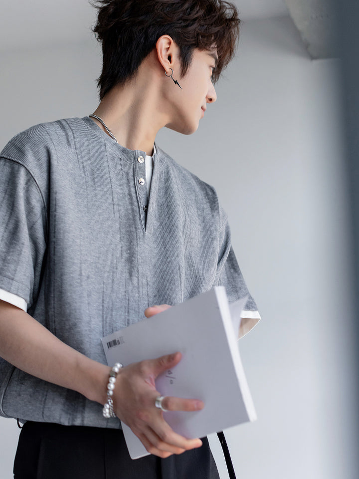 Short-Sleeve Ink Texture T-shirt