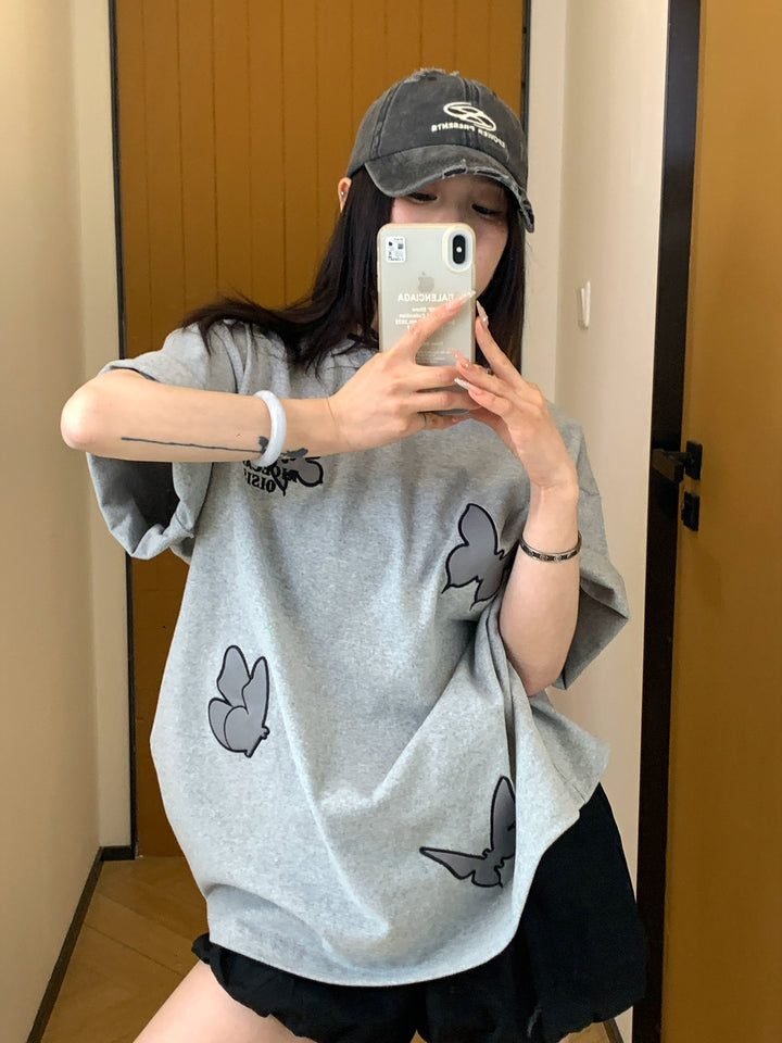 Cartoon Butterfly Embroidered T-shirt