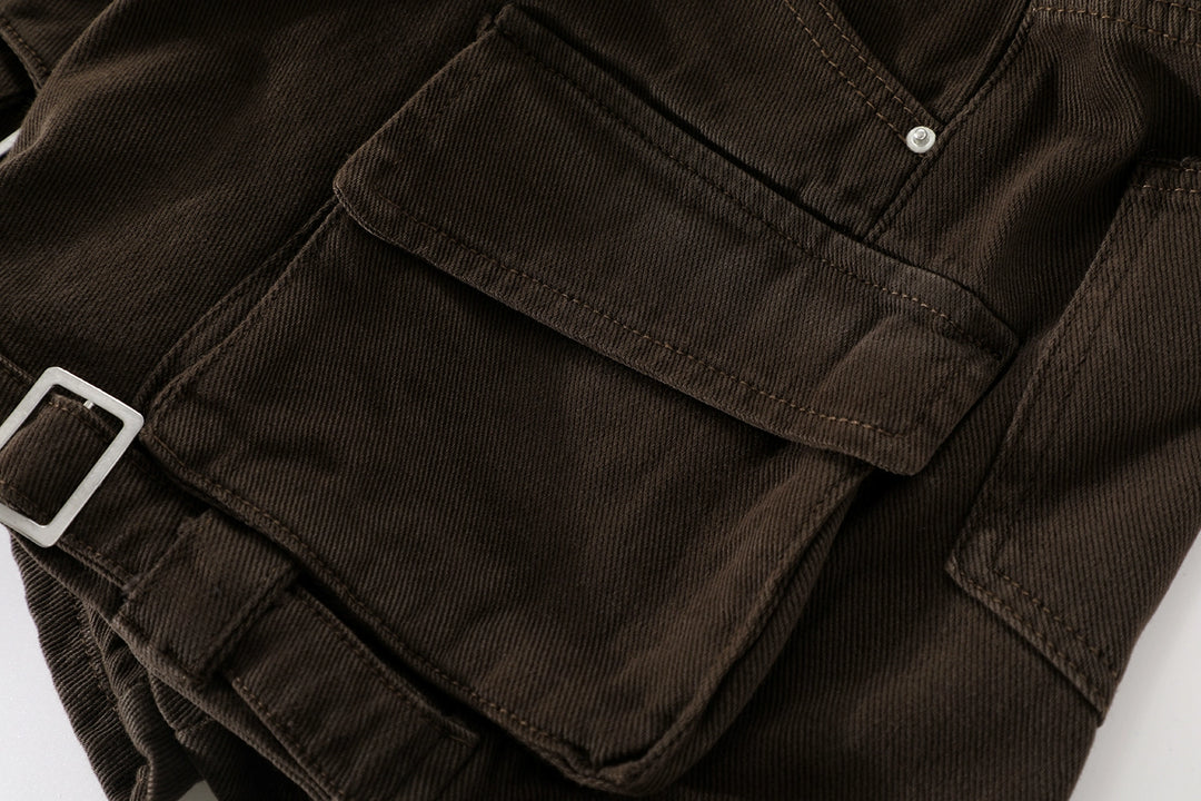 Workwear High Waist Denim Shorts