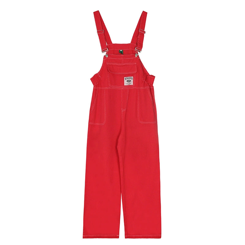 Denim Loose Fit Cargo Overalls