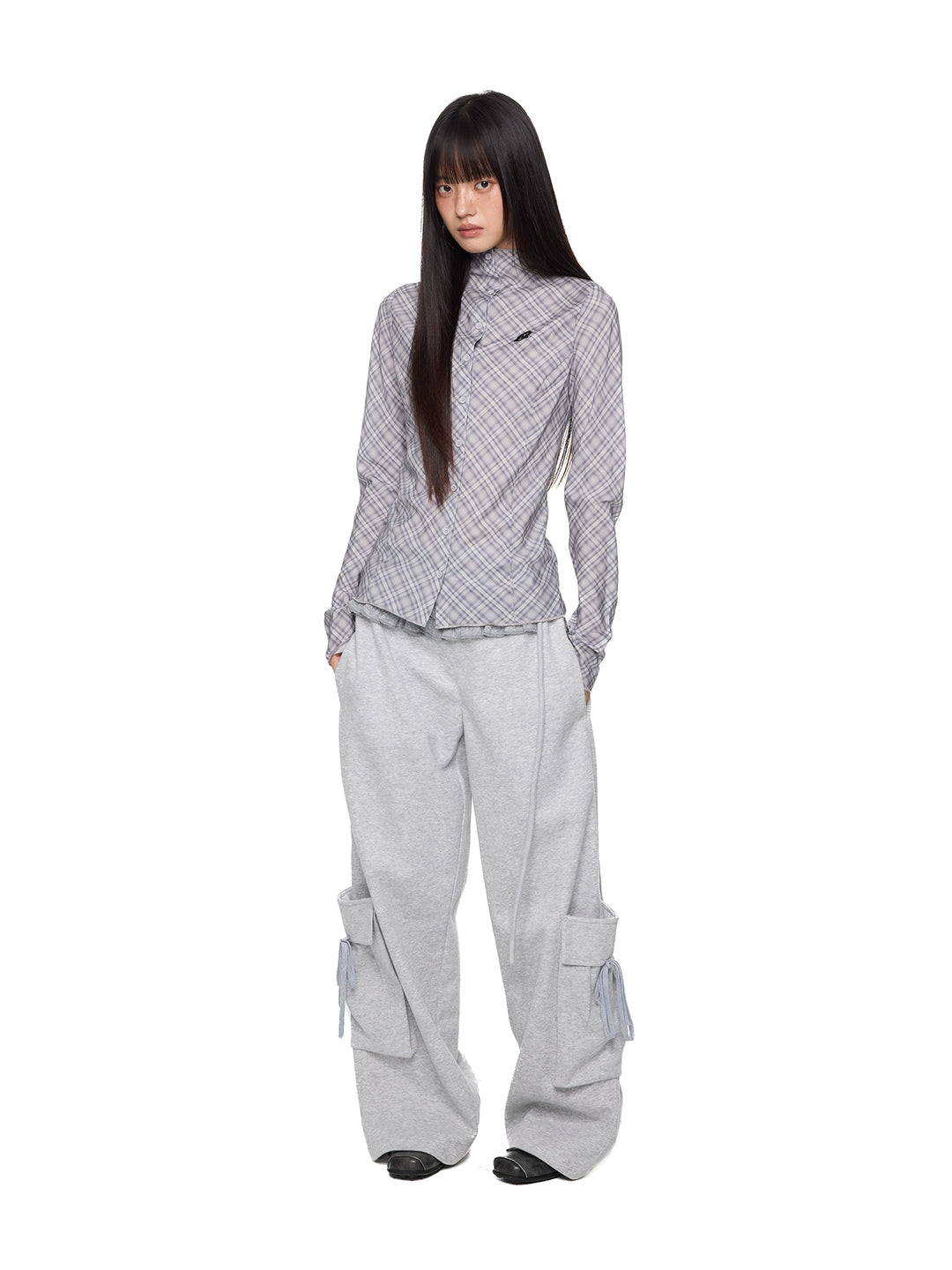 Chemise slim fit à motif de diamant brodé 
