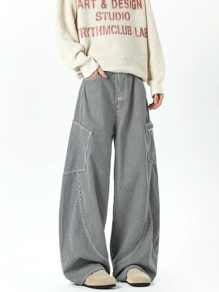 Wide-Leg Striped Pants