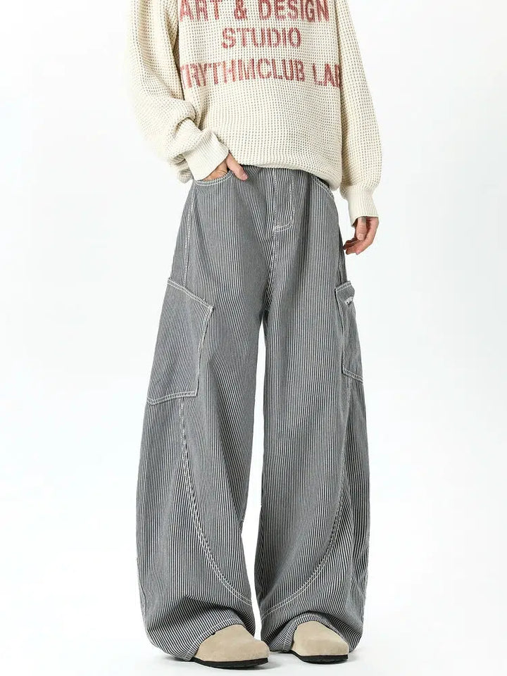 Wide-Leg Striped Pants