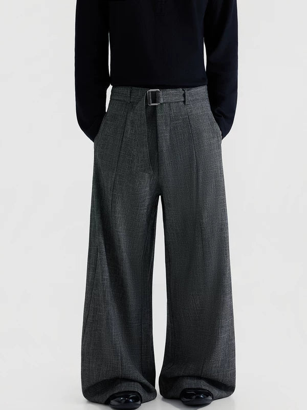 Brede Been Wolmix Met Ceintuur Broek 