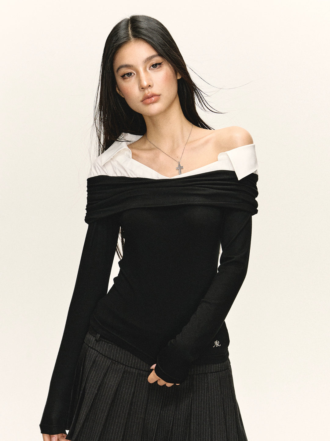 Off Shoulder Long Sleeve Pullover