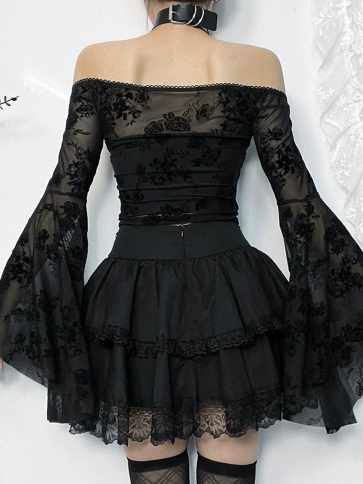 Gothic Lolita Lagd Lace Topp & Skjørt 