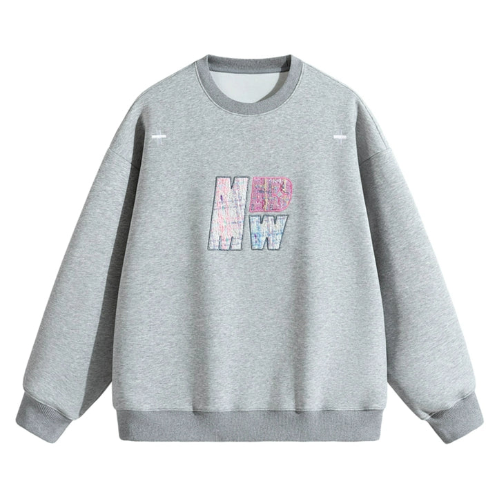 Retro broderet bogstaver crewneck sweatshirt 