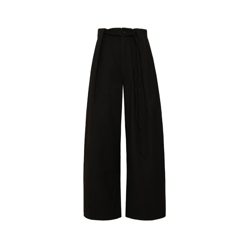 Wool Wide-Leg Casual Pants