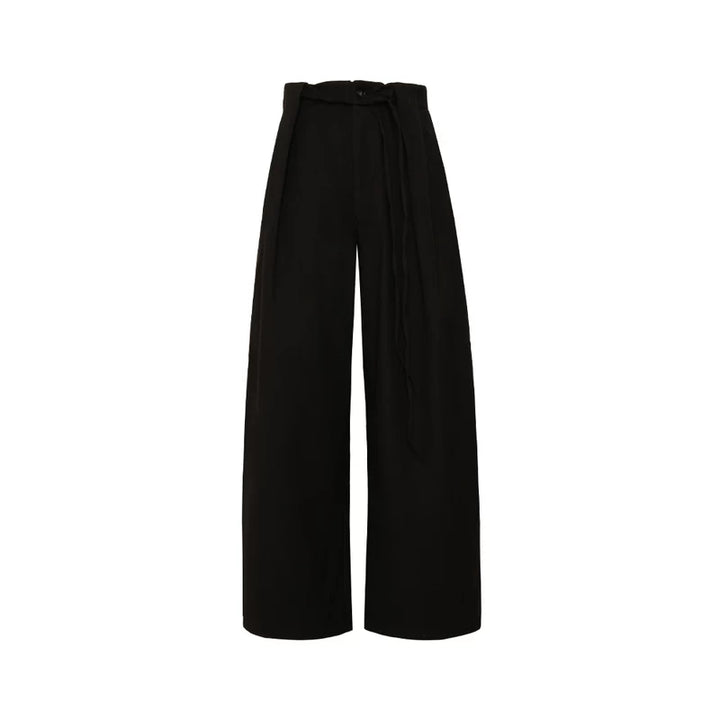 Wool Wide-Leg Casual Pants