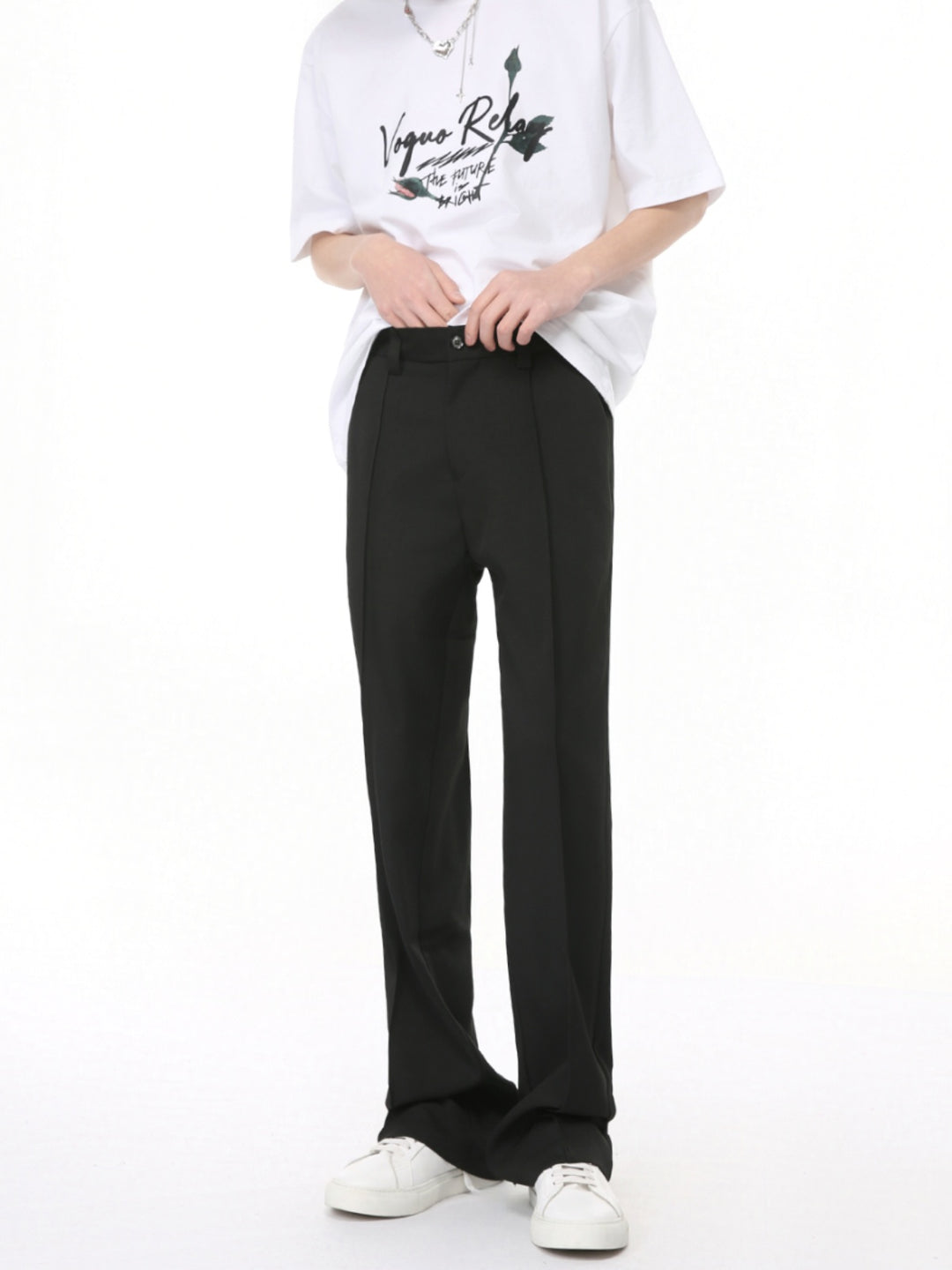 Pantalones de traje acampanados para hombres con cintura elástica 