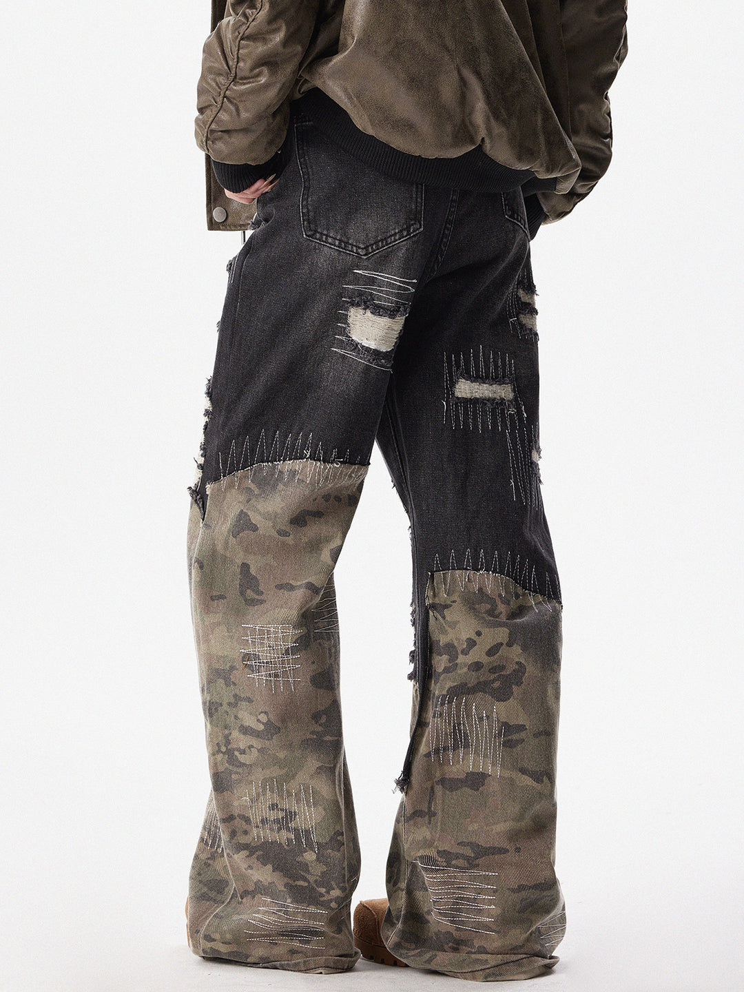 Patchwork Camouflage Flared Jeans
