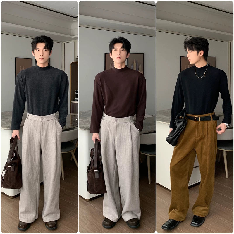 Pulôver de Manga Longa Oversized de Veludo com Gola Alta 