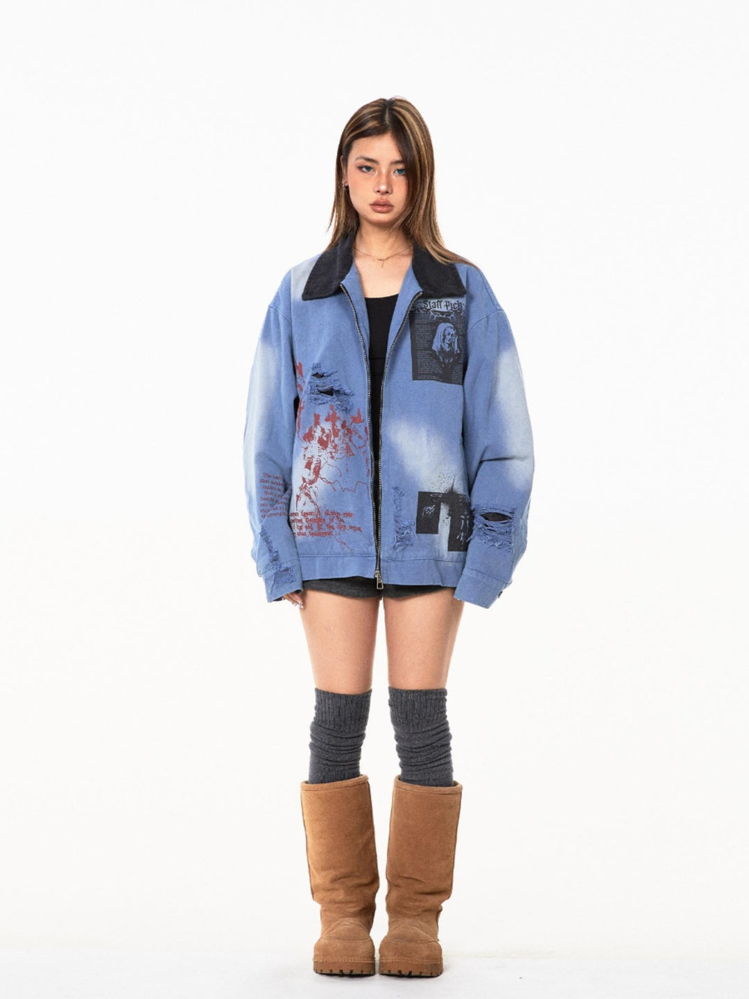 Retro Hip-Hop Washed Denim Jacket