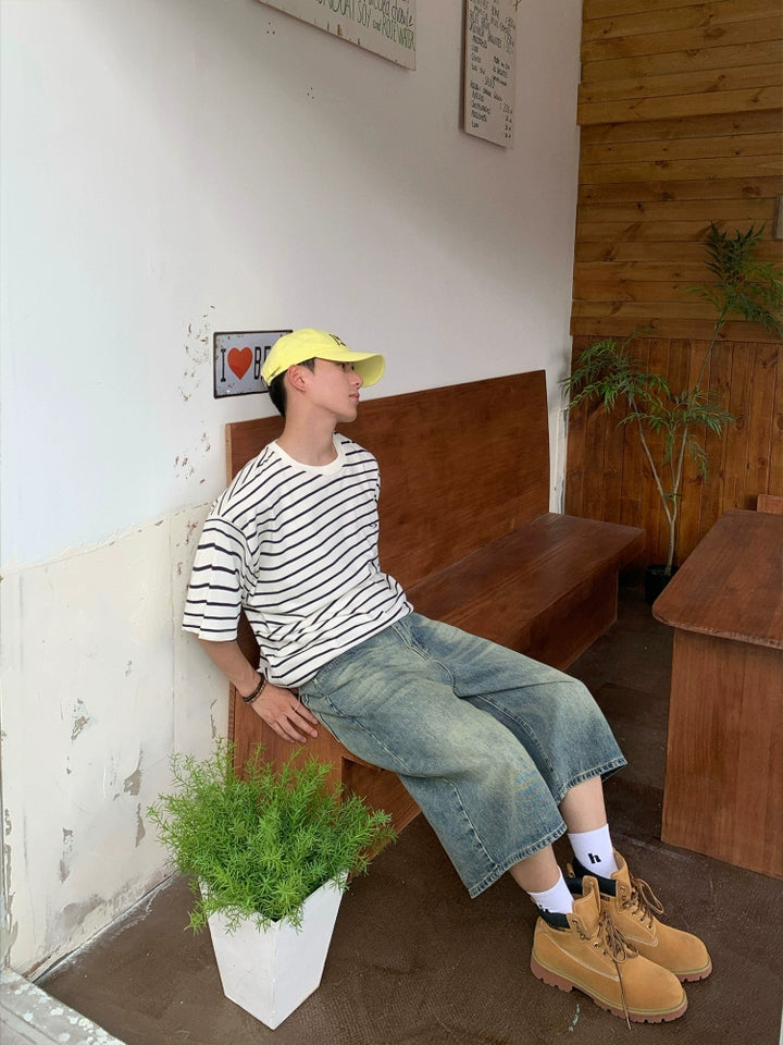 Striped Short Sleeve Pullover