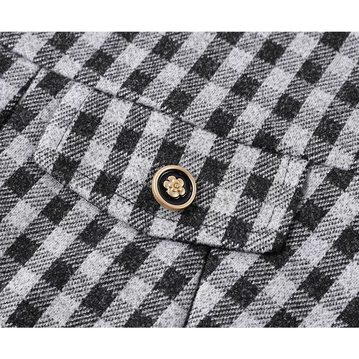 Falda corta de lana con pliegues de cuadros 