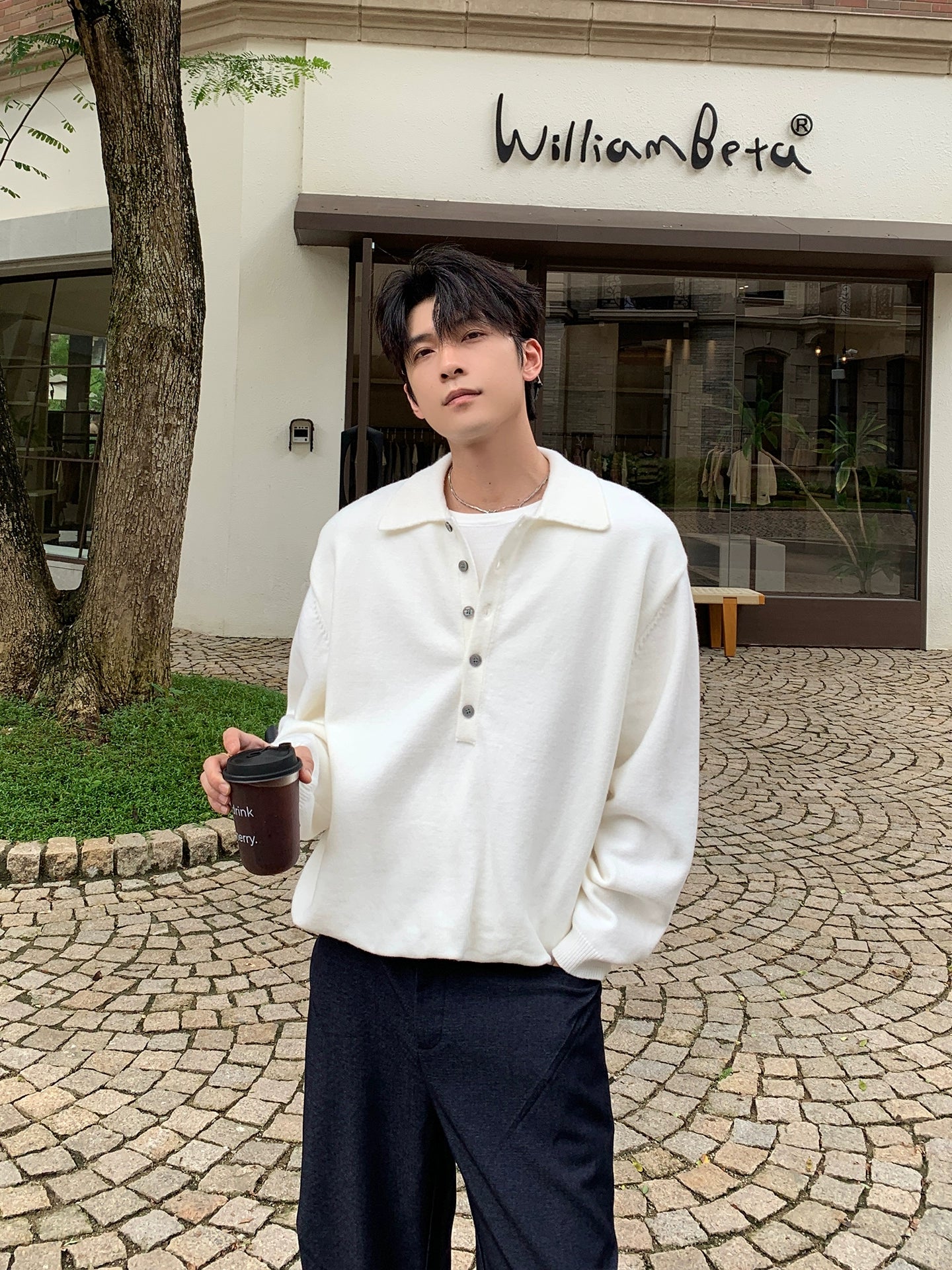 Knit Shirt Collar Sweater