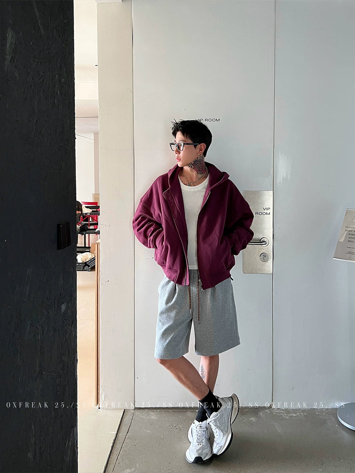 Brushed Cotton Hooded Zip Jacket