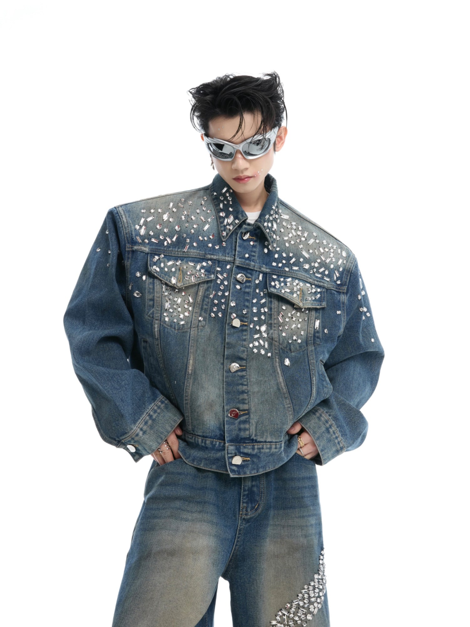 Retro Sparkle Denim Jacket and Pants