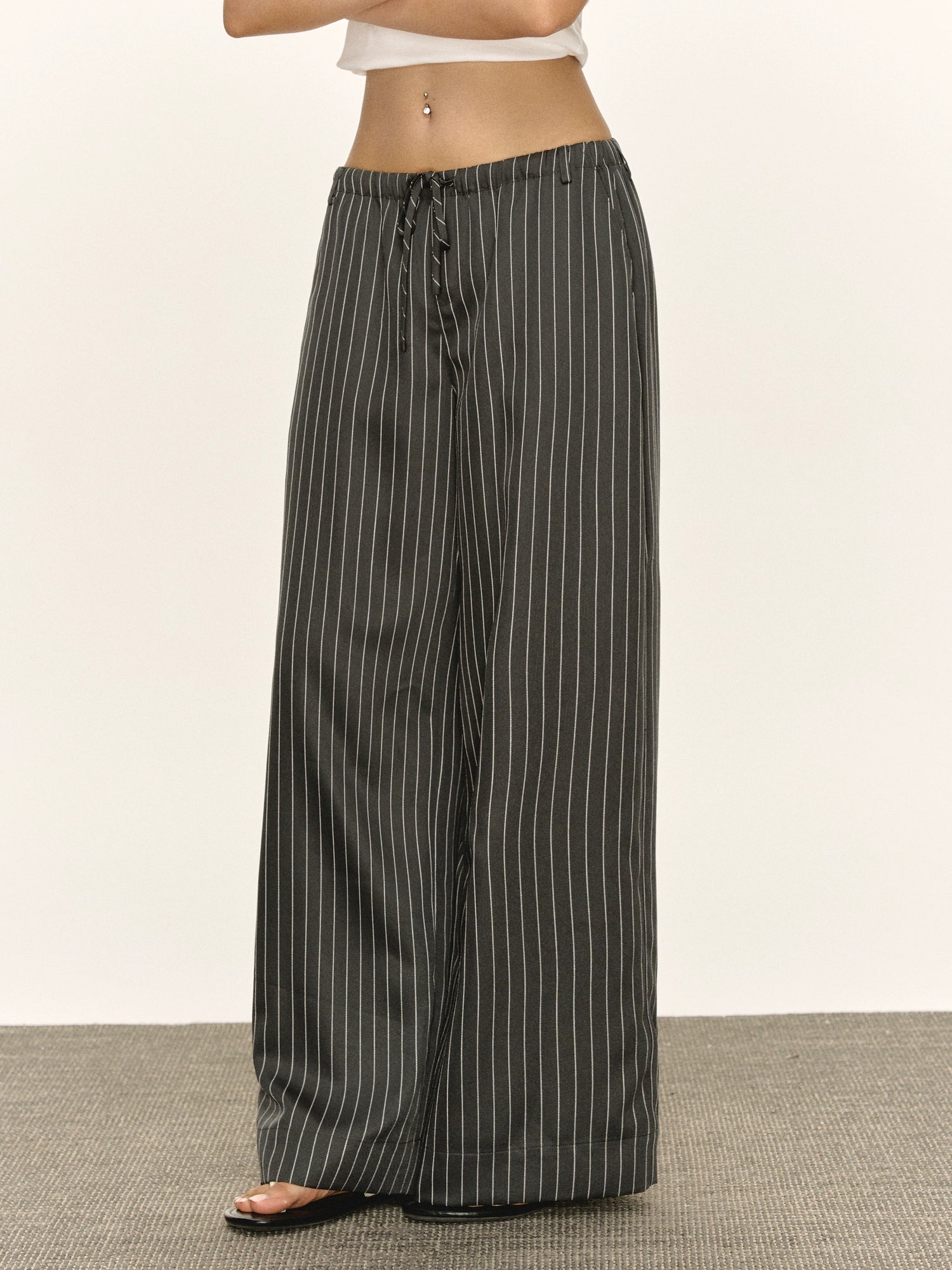 Striped Wide Leg Casual Pants