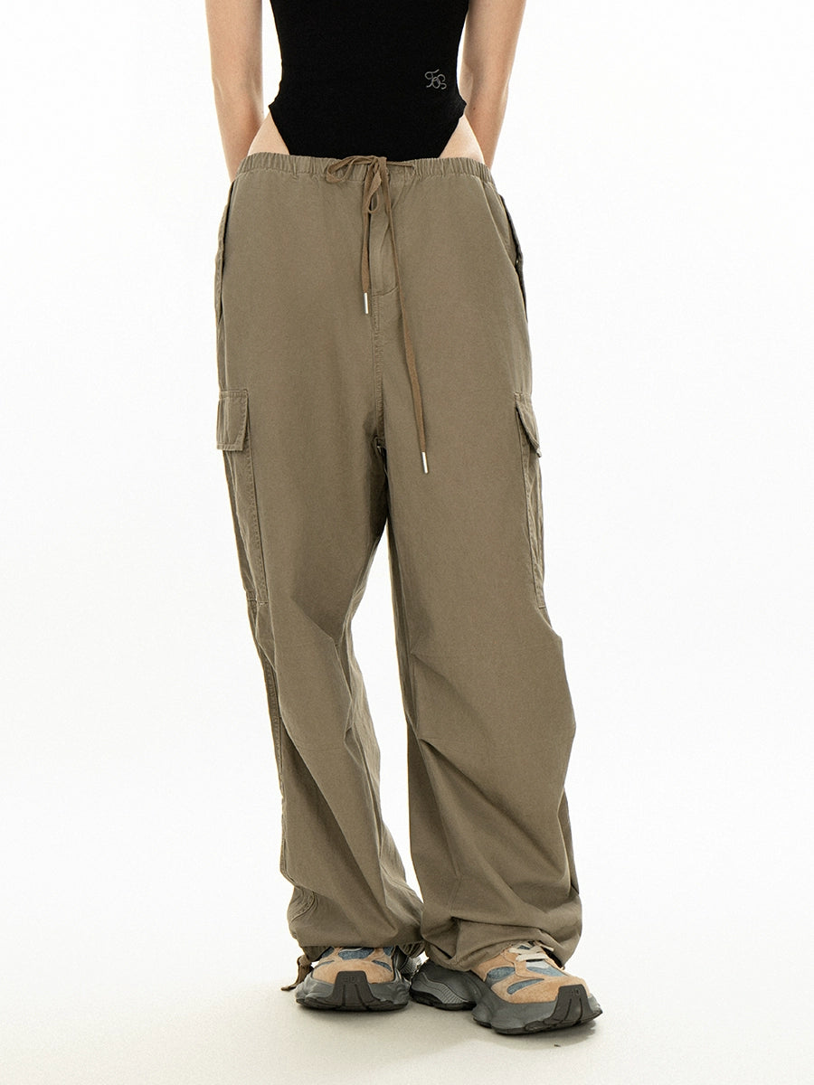 Wide Leg Low Waist Cargo Pants