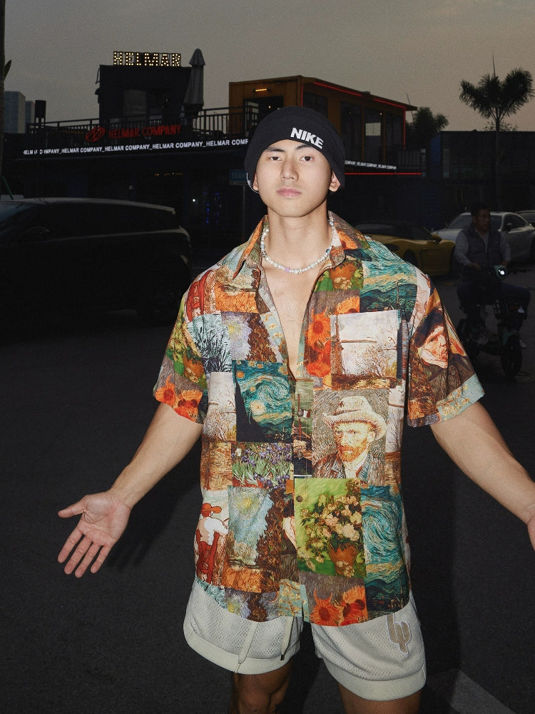 Van Gogh Abstrakte Kunst Lockeres Kurzarmhemd 