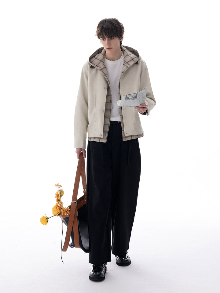 Plaid Lining Hooded Jacket