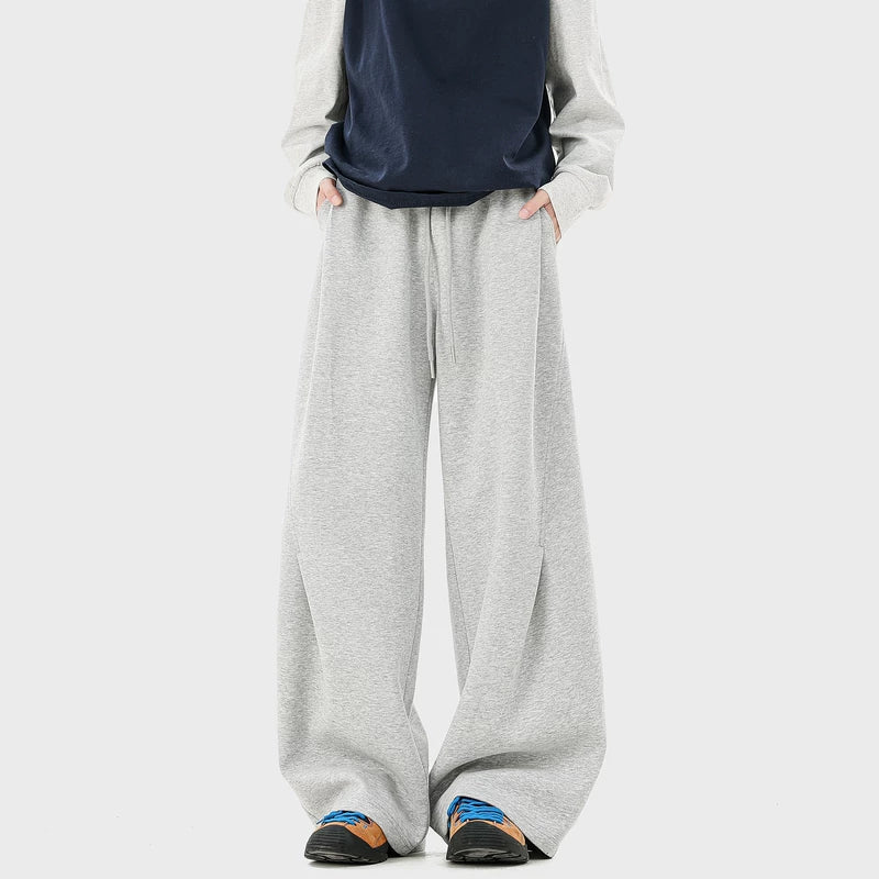 سروال رياضي بقصة مستقيمة واسعة الساق 