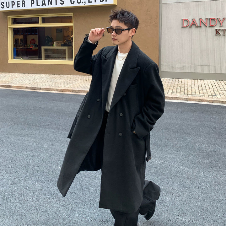 Double-Breasted Wool Mid-Length Coat