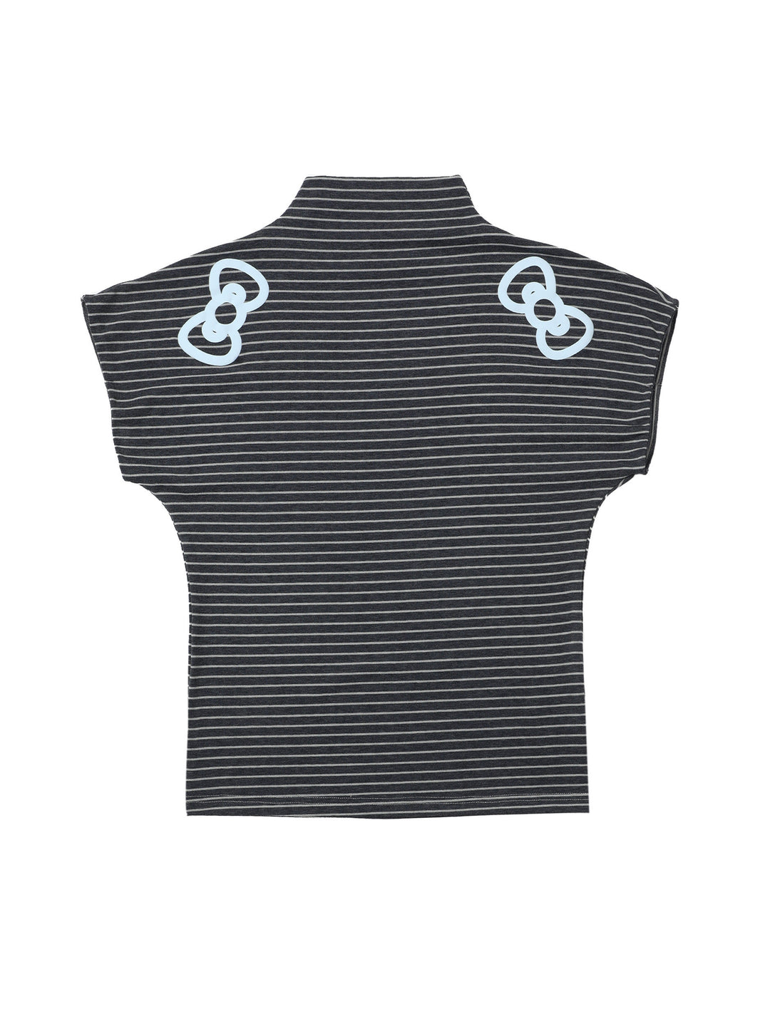Striped Short-Sleeve Turtleneck Top