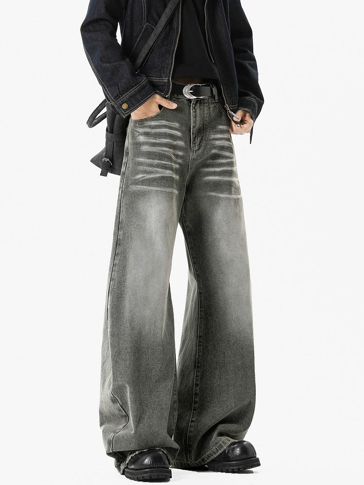 Grey Wide-Leg Jeans