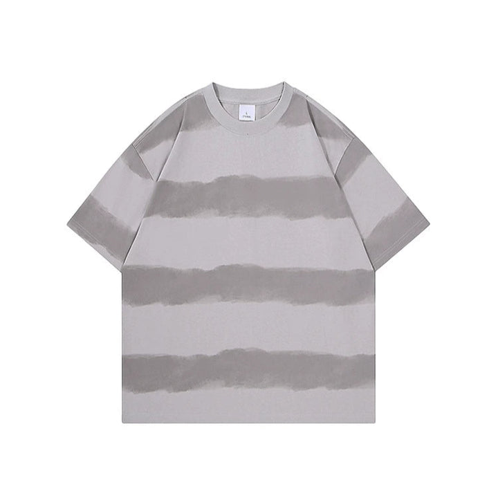 Tyk bomulds tie-dye stribet pullover T-shirt 