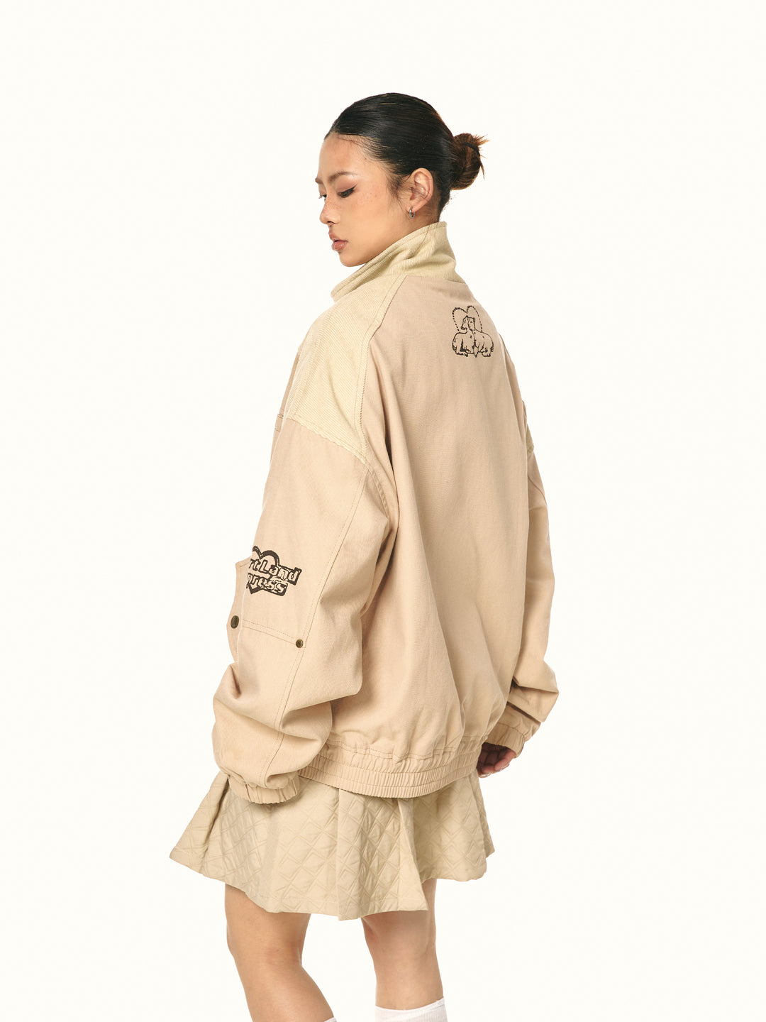 Retro Graffiti Patchwork Canvas Jacke 