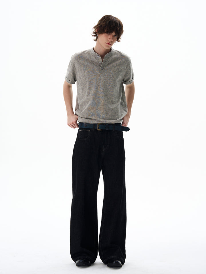 Henry Collar Knitted Short-Sleeve T-shirt