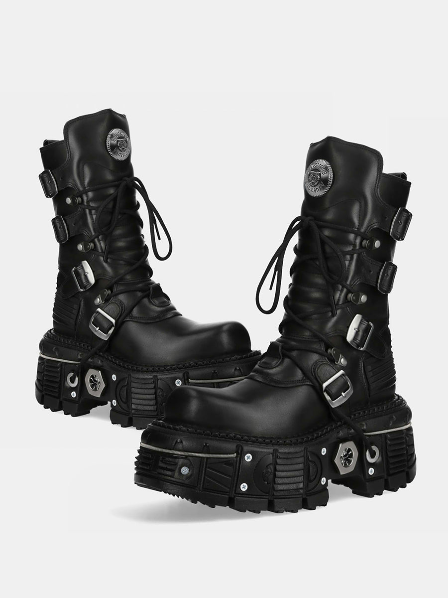 Dicke Sohle Mid-Calf Cyberpunk Stiefel 