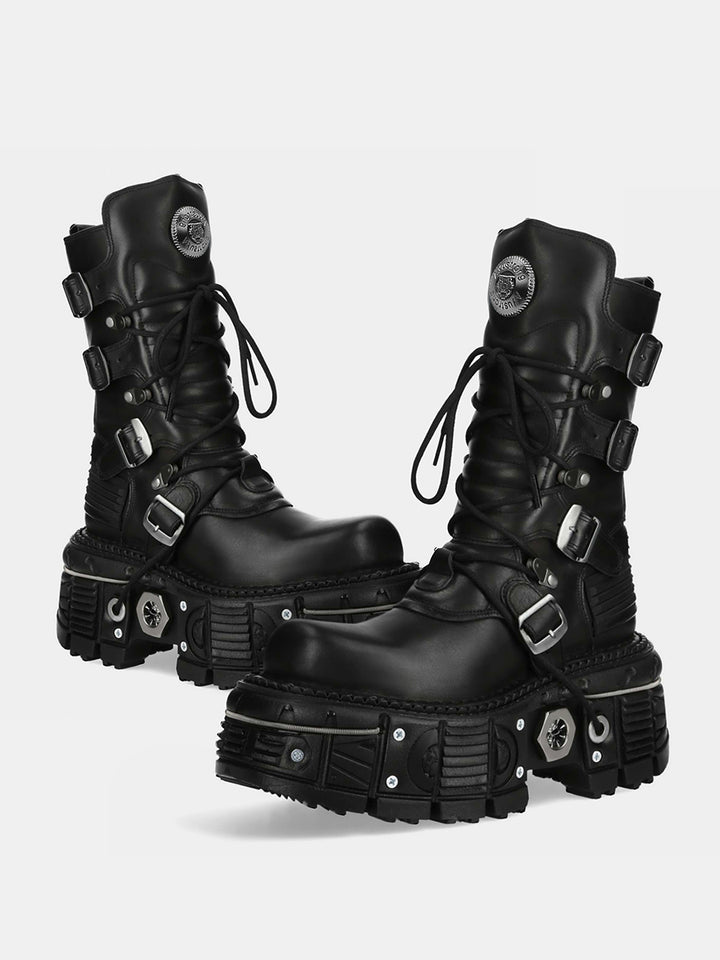 Dicke Sohle Mid-Calf Cyberpunk Stiefel 